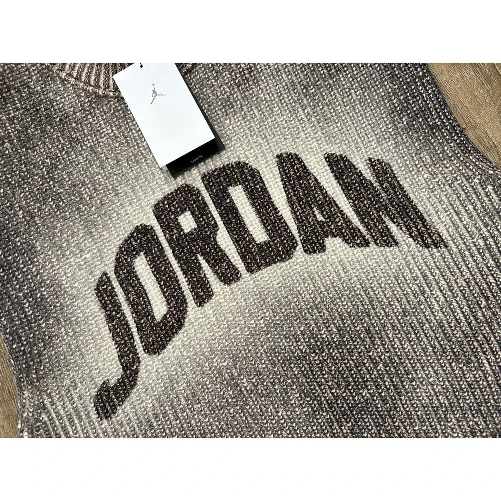 Nike Jordan Flight Knit Sweater Vest Off Noir Gray Women’s Sz Small HQ9190-045